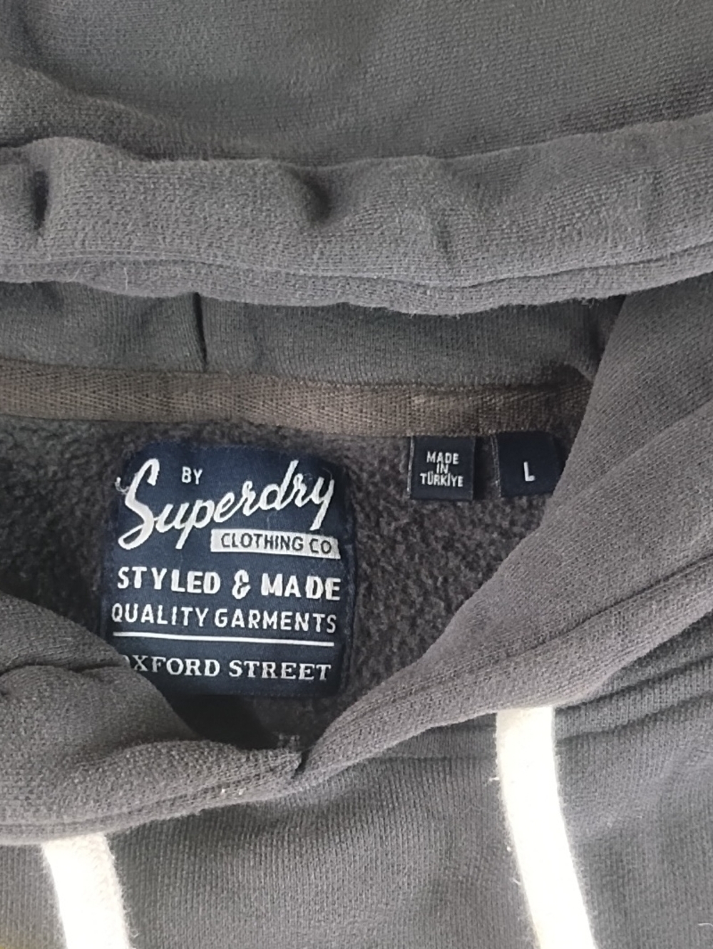 Superdry Men's Charcoal Hoodie with Yellow & Light Blue Graphic - Picture 2 of 8